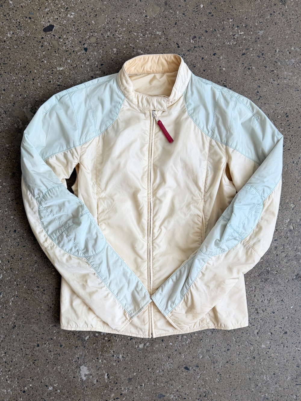 prada sport reversible moto jacket blue & beige